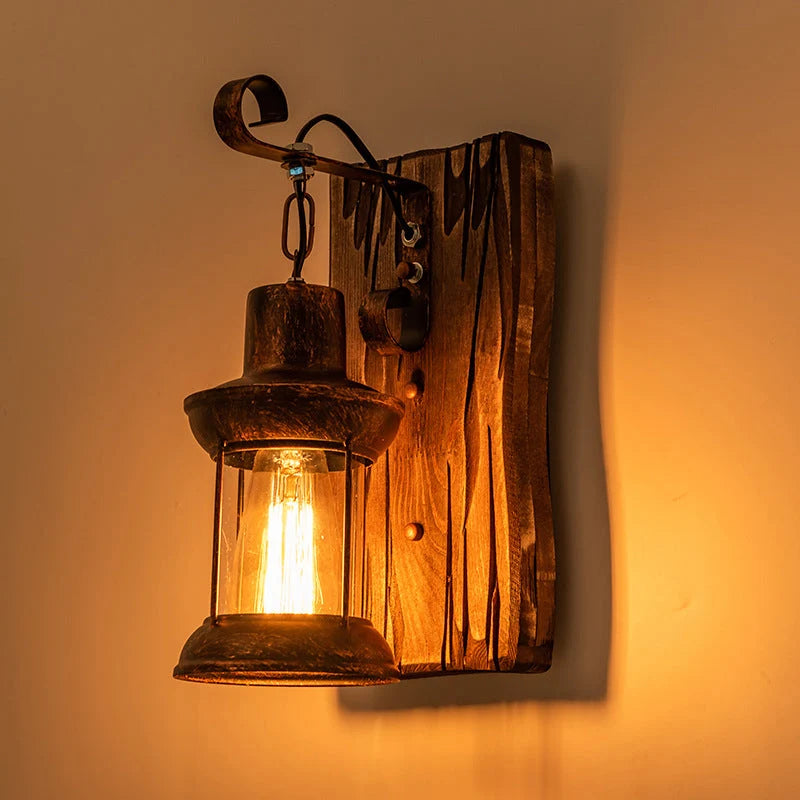 Wall Light Cast Iron & Glass E26/E27 Socket
