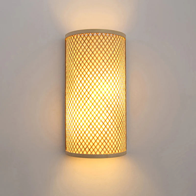 Wall Light Flush Mount Bamboo & Rattan Shade