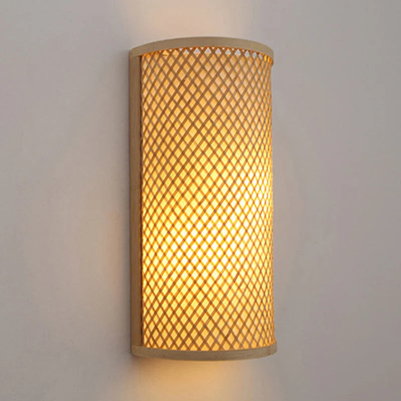 Wall Light Flush Mount Bamboo & Rattan Shade