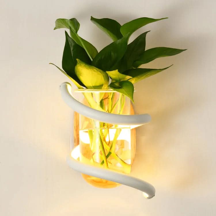 Wall Light Solid Wood Base Built-In Vase Holder