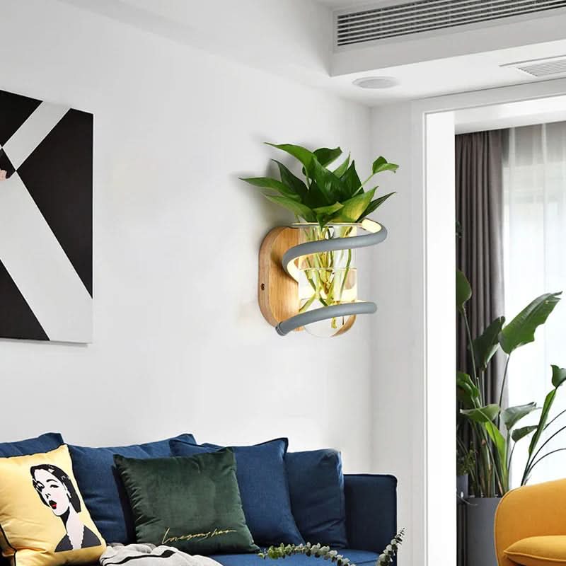 Wall Light Solid Wood Base Built-In Vase Holder