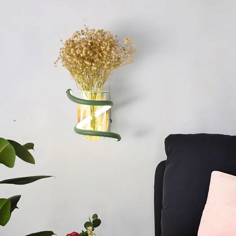 Wall Light Solid Wood Base Built-In Vase Holder