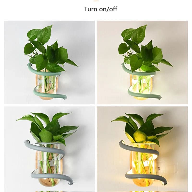 Wall Light Solid Wood Base Built-In Vase Holder