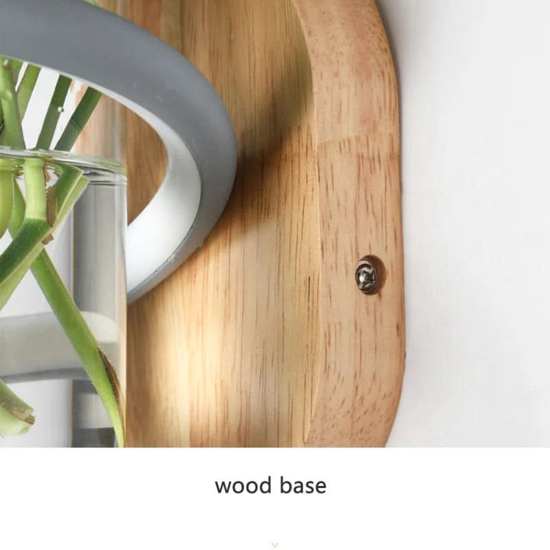 Wall Light Solid Wood Base Built-In Vase Holder