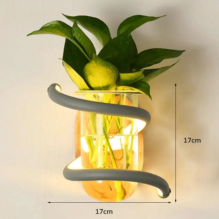 Wall Light Solid Wood Base Built-In Vase Holder