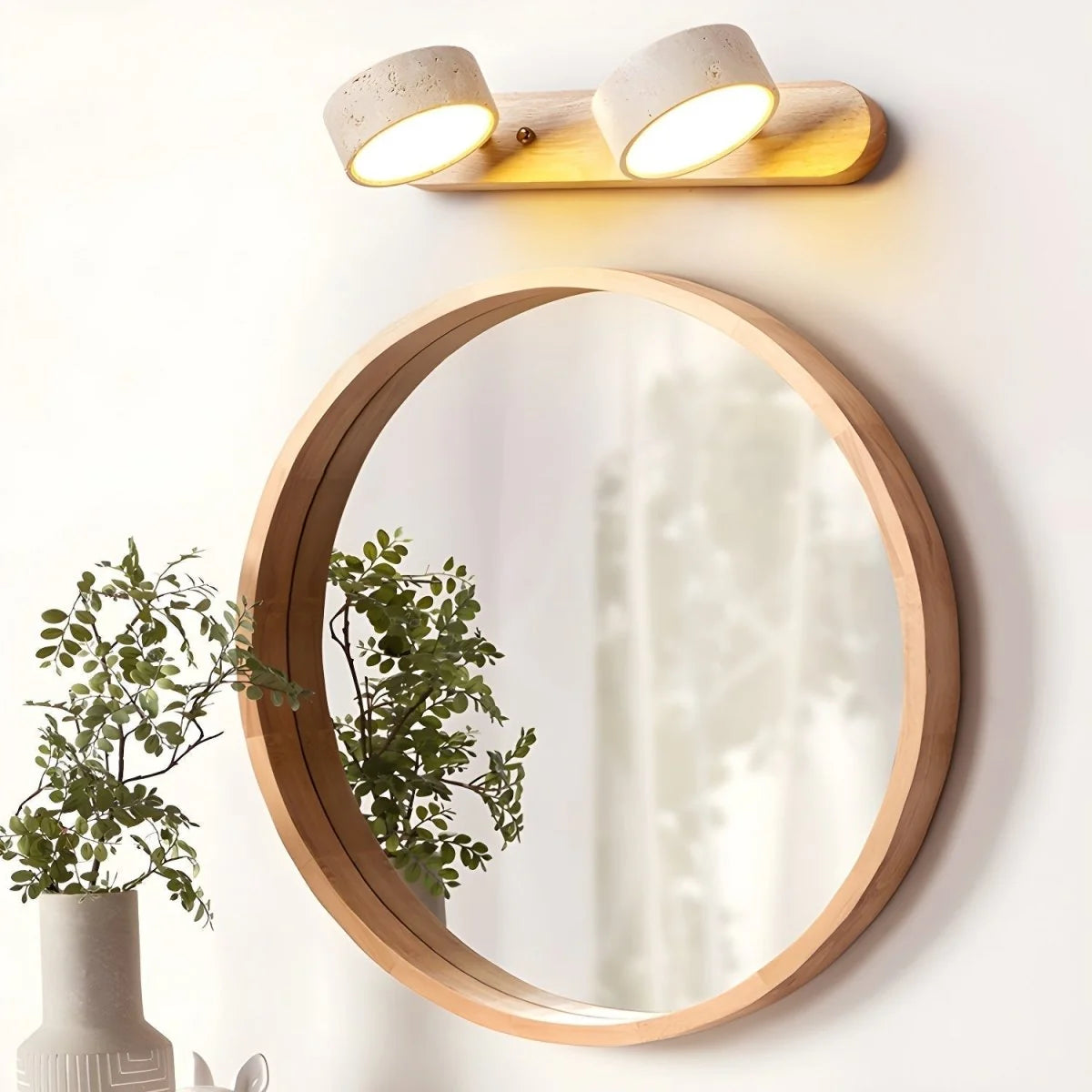 Wall Light Travertine & Wood Integrated LED Lighting