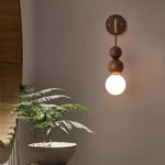 Wall Light Walnut Frame Integrated LED Gradient Glass
