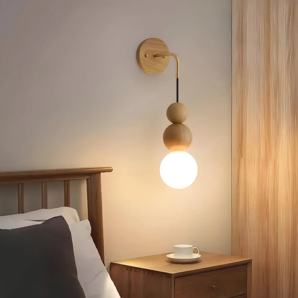 Wall Light Walnut Frame Integrated LED Gradient Glass