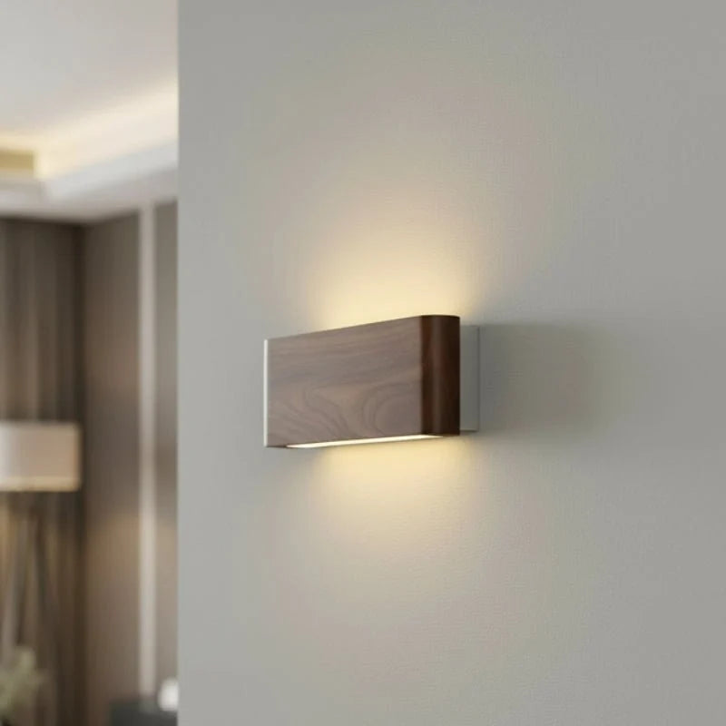 Wall Light Wooden Design Three Color Modes Integrated LED