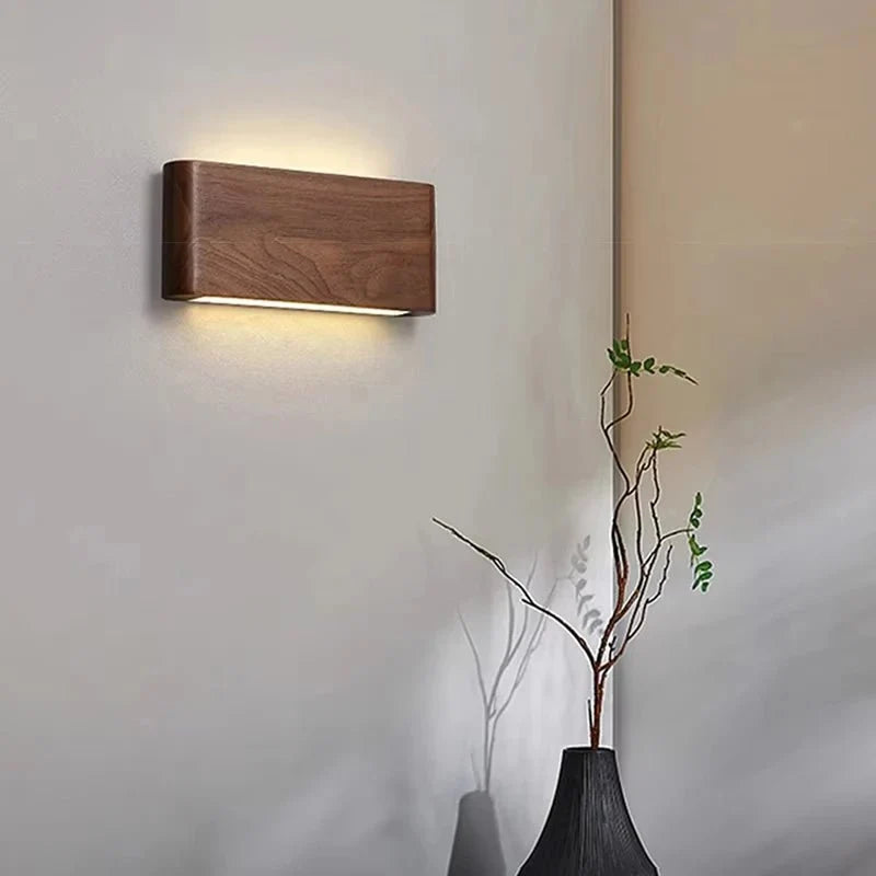 Wall Light Wooden Design Three Color Modes Integrated LED