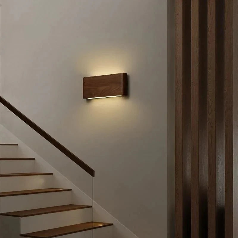 Wall Light Wooden Design Three Color Modes Integrated LED