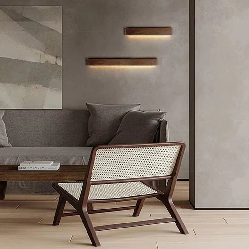 Wall Light Wooden Design Three Color Modes Integrated LED