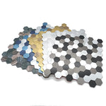 Wall Mosaic Tile Peel-And-Stick Metal Hexagon Sheet