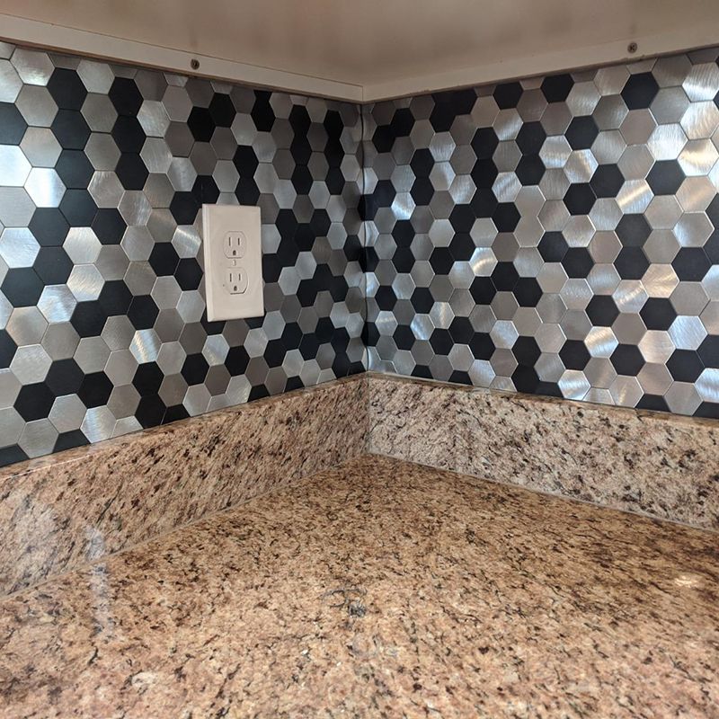 Wall Mosaic Tile Peel-And-Stick Metal Hexagon Sheet