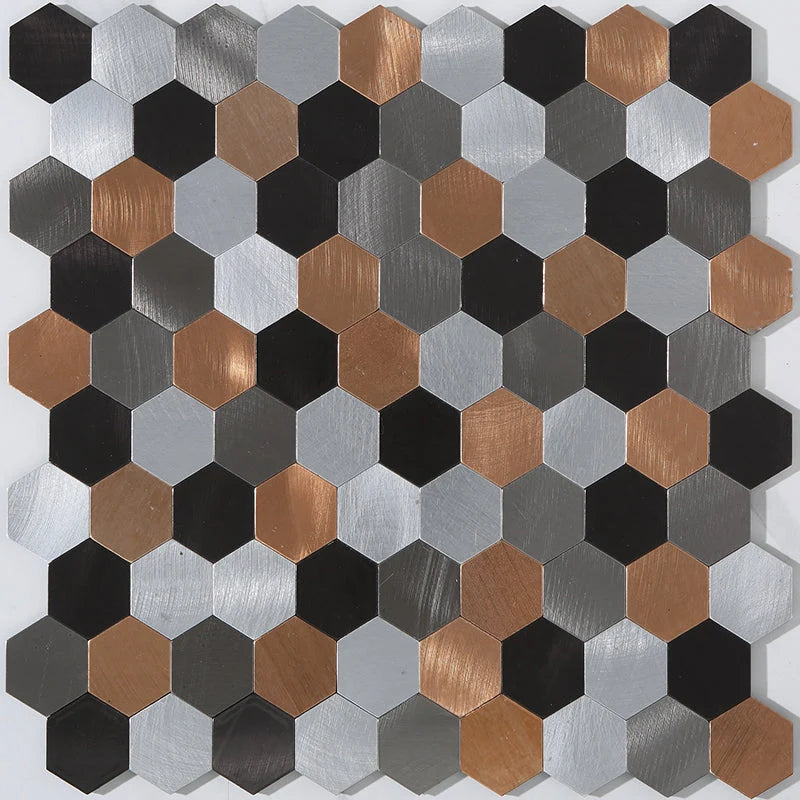 Wall Mosaic Tile Peel-And-Stick Metal Hexagon Sheet