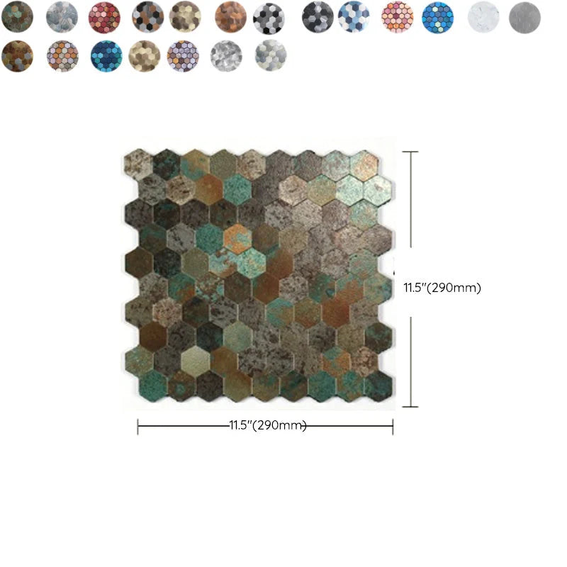 Wall Mosaic Tile Peel-And-Stick Metal Hexagon Sheet