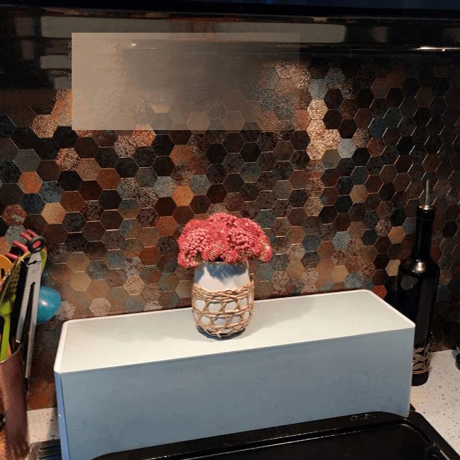 Wall Mosaic Tile Peel-And-Stick Metal Hexagon Sheet