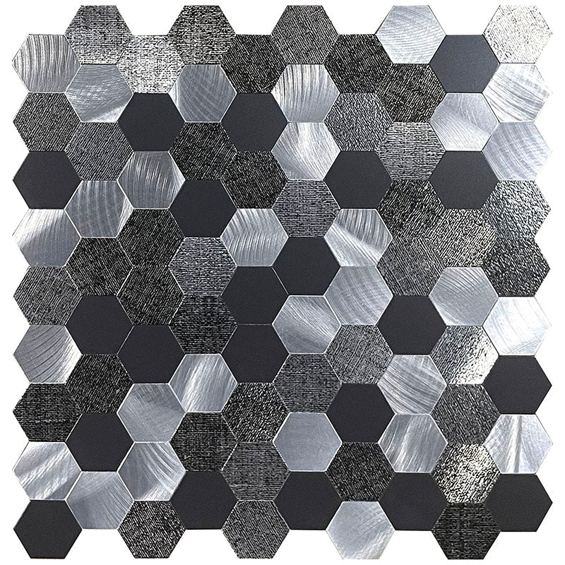 Wall Mosaic Tile Peel-And-Stick Metal Hexagon Sheet