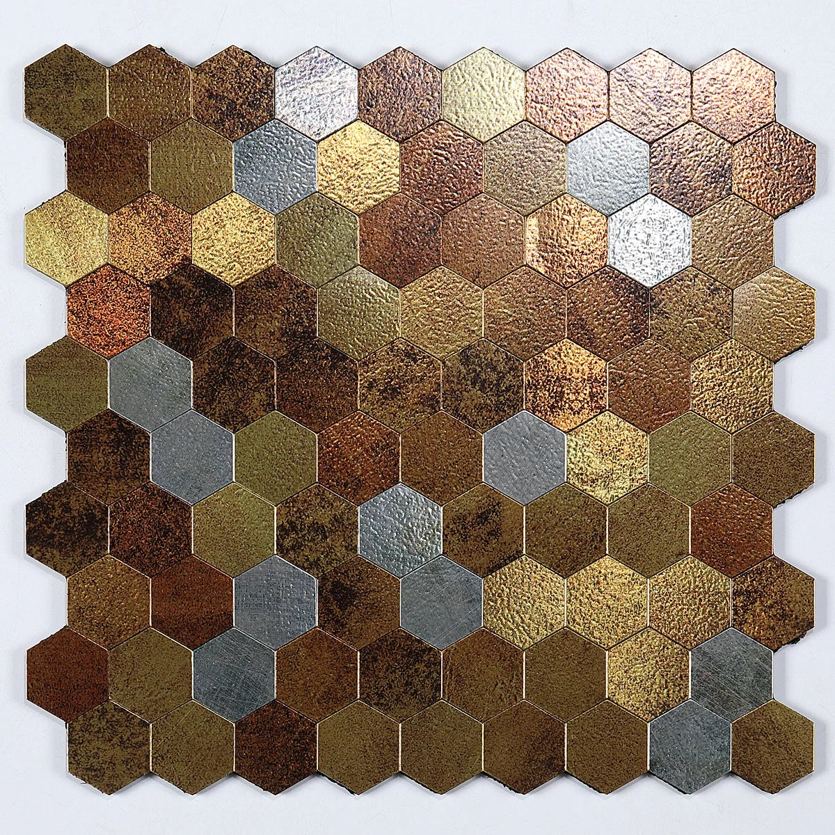 Wall Mosaic Tile Peel-And-Stick Metal Hexagon Sheet