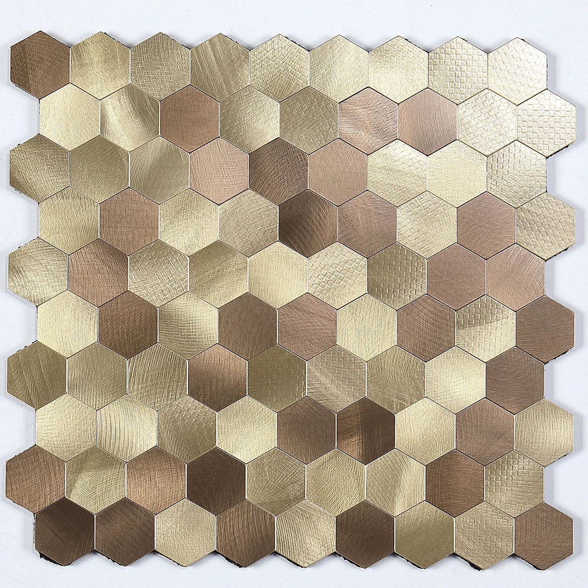 Wall Mosaic Tile Peel-And-Stick Metal Hexagon Sheet