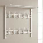 Wall-Mounted Coat Rack Shelf Adjustable Hooks & Clothes Rail