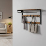 Wall-Mounted Coat Rack Shelf Adjustable Hooks & Clothes Rail