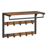 Wall-Mounted Coat Rack Shelf Adjustable Hooks & Clothes Rail