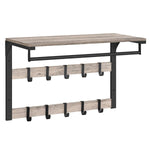 Wall-Mounted Coat Rack Shelf Adjustable Hooks & Clothes Rail