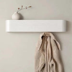 Wall-Mounted Coat Rack Solid Wood Shelf Concealed Hooks Supports 77 Lbs