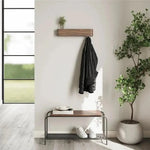 Wall-Mounted Coat Rack Solid Wood Shelf Concealed Hooks Supports 77 Lbs