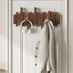 Wall-Mounted Coat Rack Wooden Foldable Hooks Space-Saving Storage