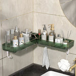 Wall-Mounted Corner Shelf 180° Adjustable Drill-Free Draining Bottom