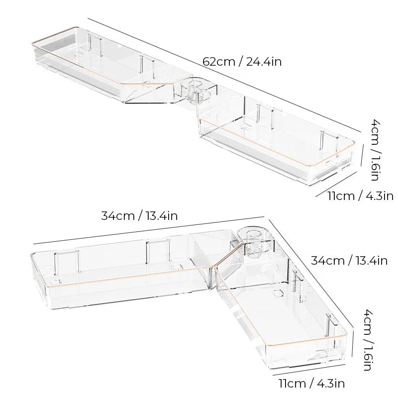Wall-Mounted Corner Shelf 180° Adjustable Drill-Free Draining Bottom