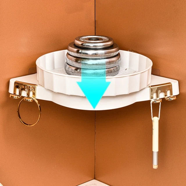 Wall-Mounted Corner Shelf 360 Degree Rotating No-Drill Adhesive