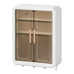 Wall-Mounted Cosmetic Cabinet 3-Tier Punch-Free Magnetic Doors