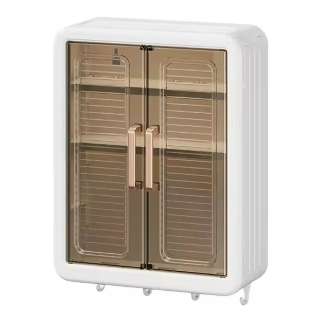 Wall-Mounted Cosmetic Cabinet 3-Tier Punch-Free Magnetic Doors