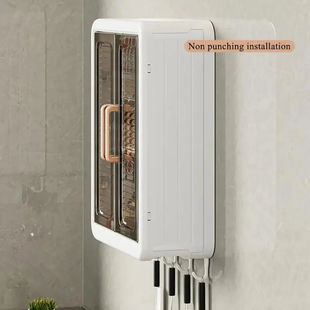 Wall-Mounted Cosmetic Cabinet 3-Tier Punch-Free Magnetic Doors