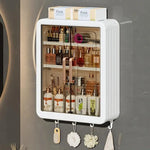Wall-Mounted Cosmetic Cabinet 3-Tier Punch-Free Magnetic Doors