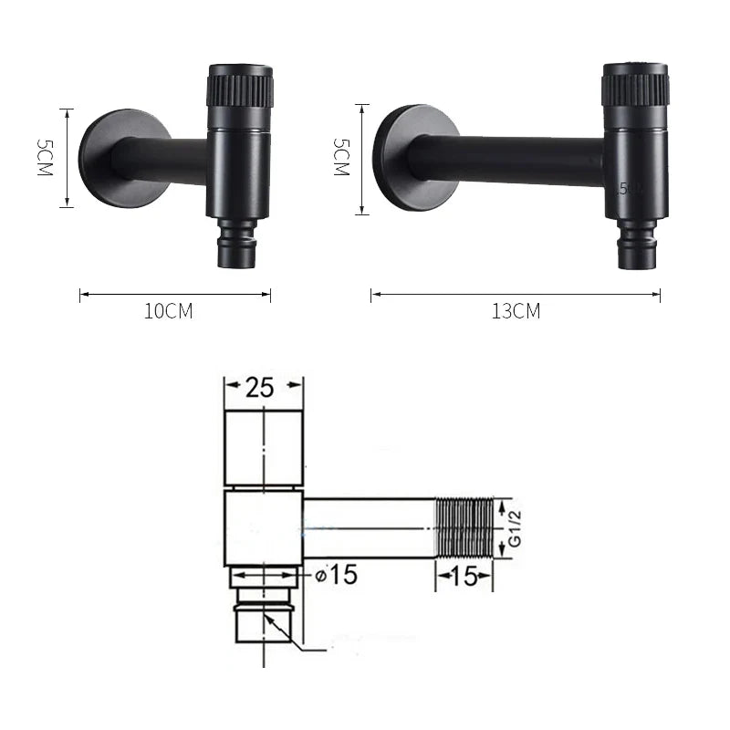 Wall-Mounted Faucet 304 Stainless Steel Space-Saving Rust-Resistant