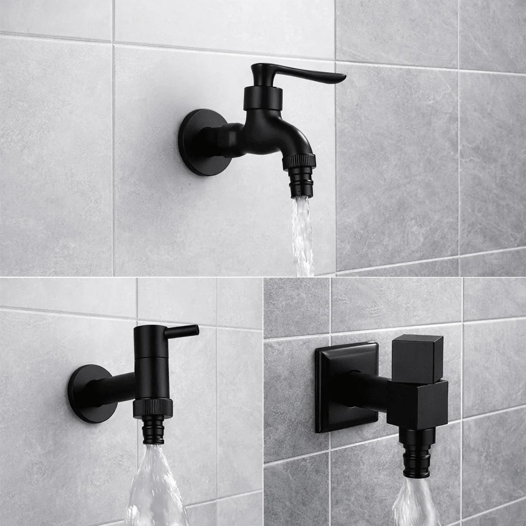 Wall-Mounted Faucet Solid Brass Matte Black Finish
