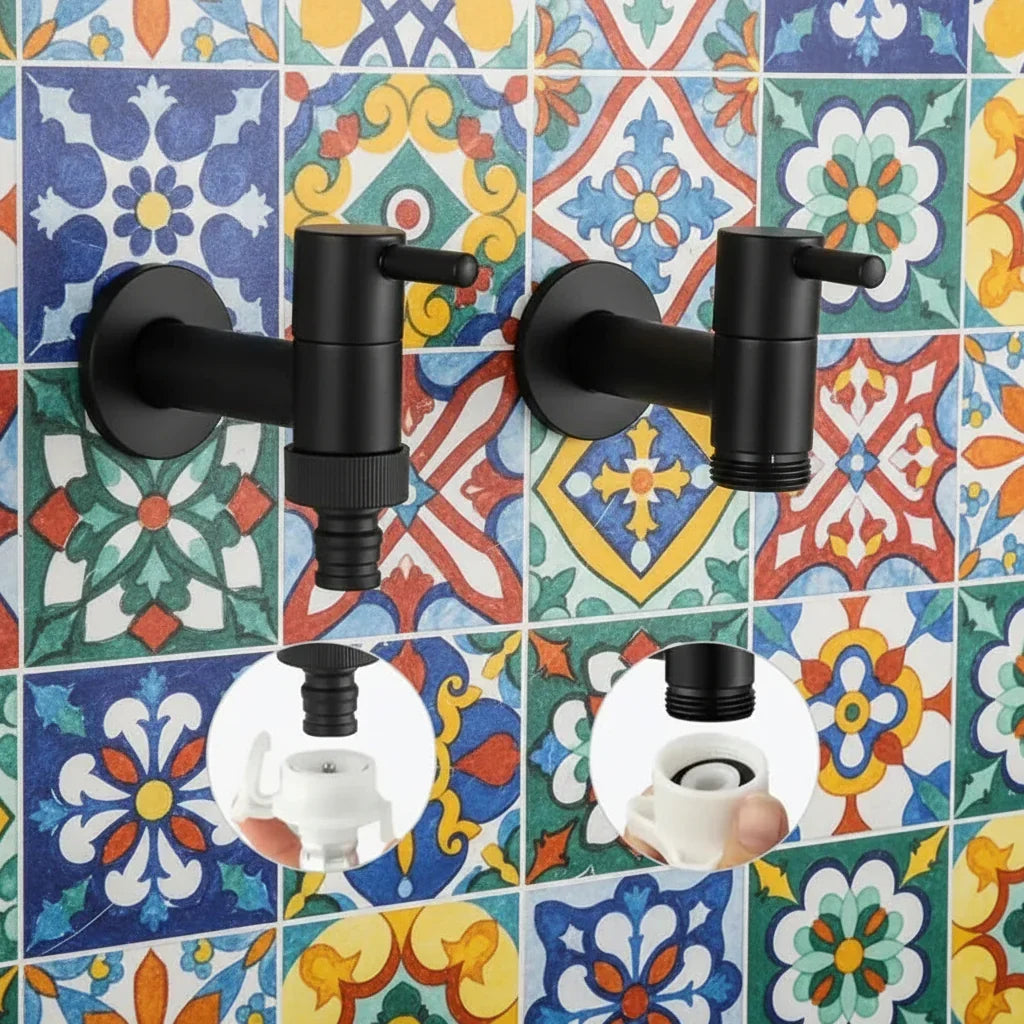 Wall-Mounted Faucet Solid Brass Matte Black Finish