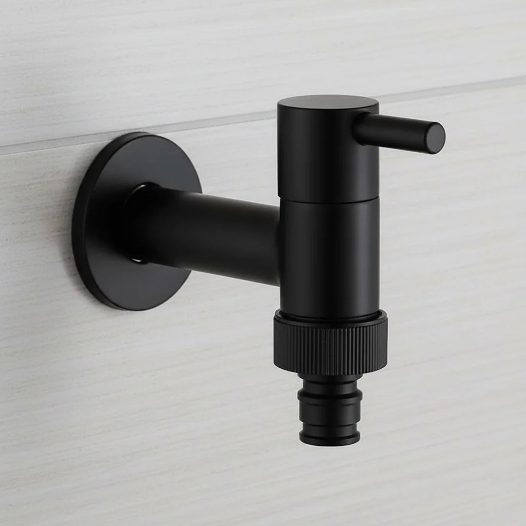 Wall-Mounted Faucet Solid Brass Matte Black Space-Saving