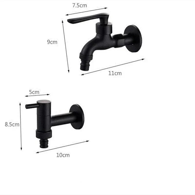 Wall-Mounted Faucet Solid Brass Matte Black Space-Saving