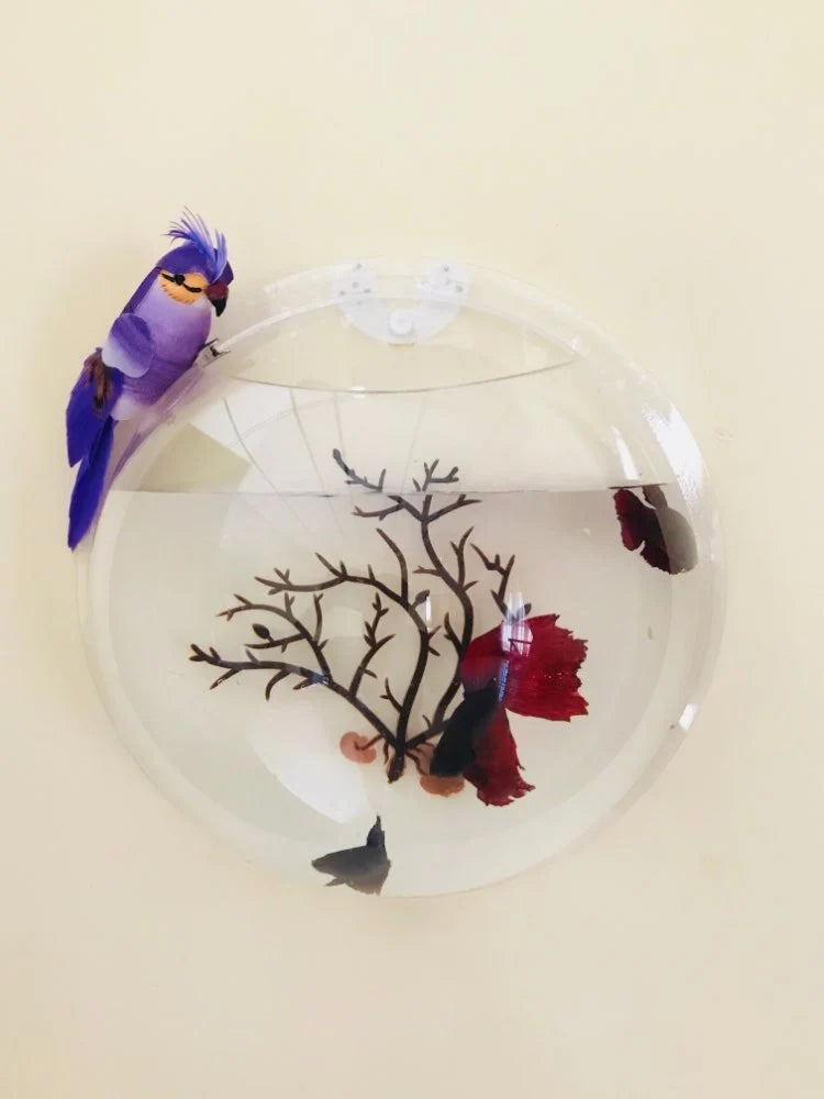 Wall-Mounted Fish Tank Acrylic Space-Saving Wide Hanging Hole