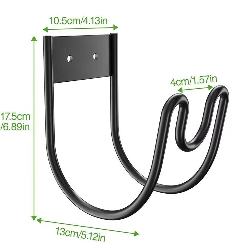 Wall-Mounted Hose Holder Curved Metal Double Hook