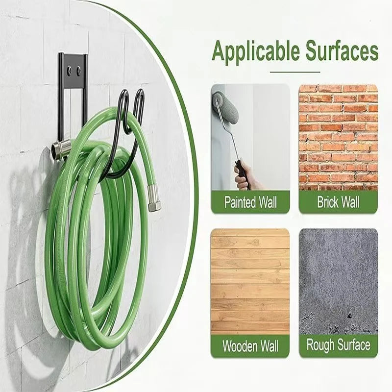 Wall-Mounted Hose Holder Curved Metal Double Hook