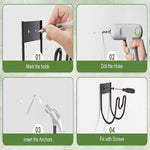 Wall-Mounted Hose Holder Curved Metal Double Hook