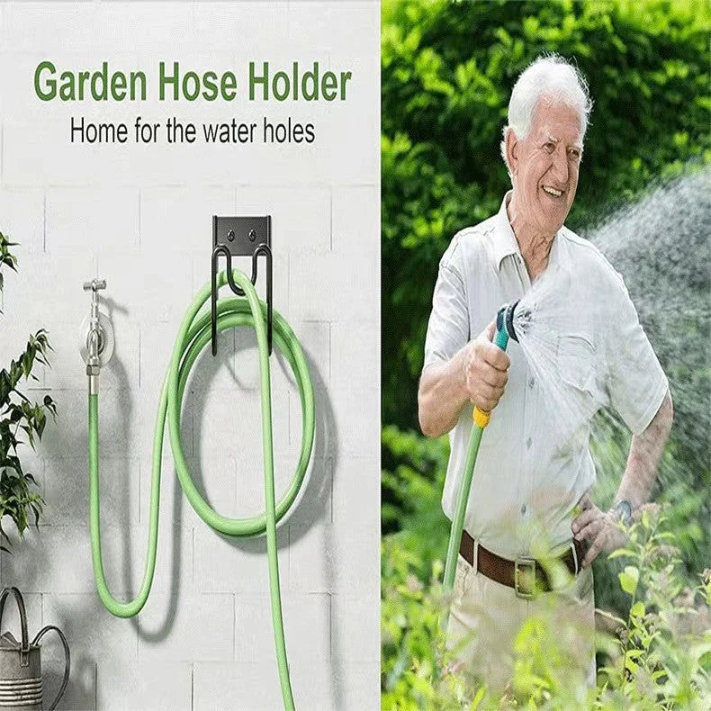 Wall-Mounted Hose Holder Curved Metal Double Hook