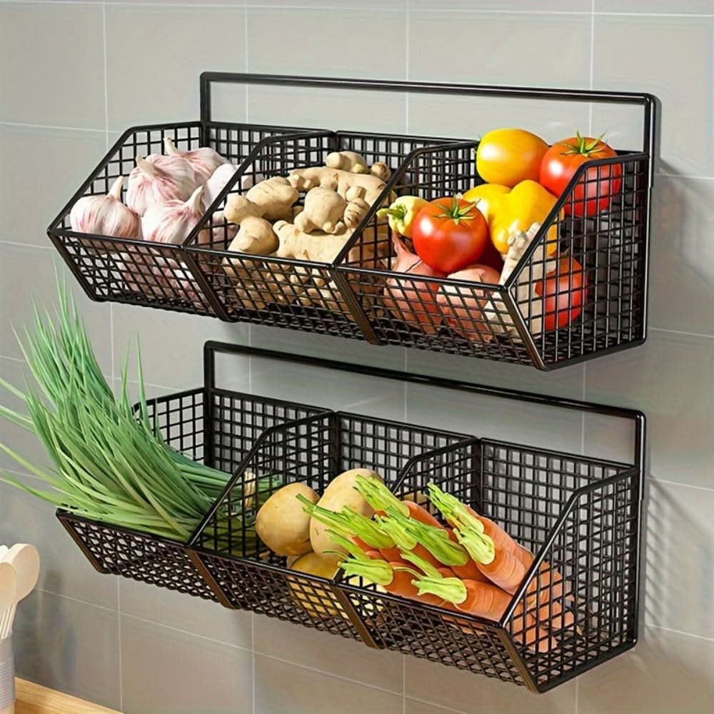 Wall-Mounted Kitchen Basket Rust-Resistant Open Wire