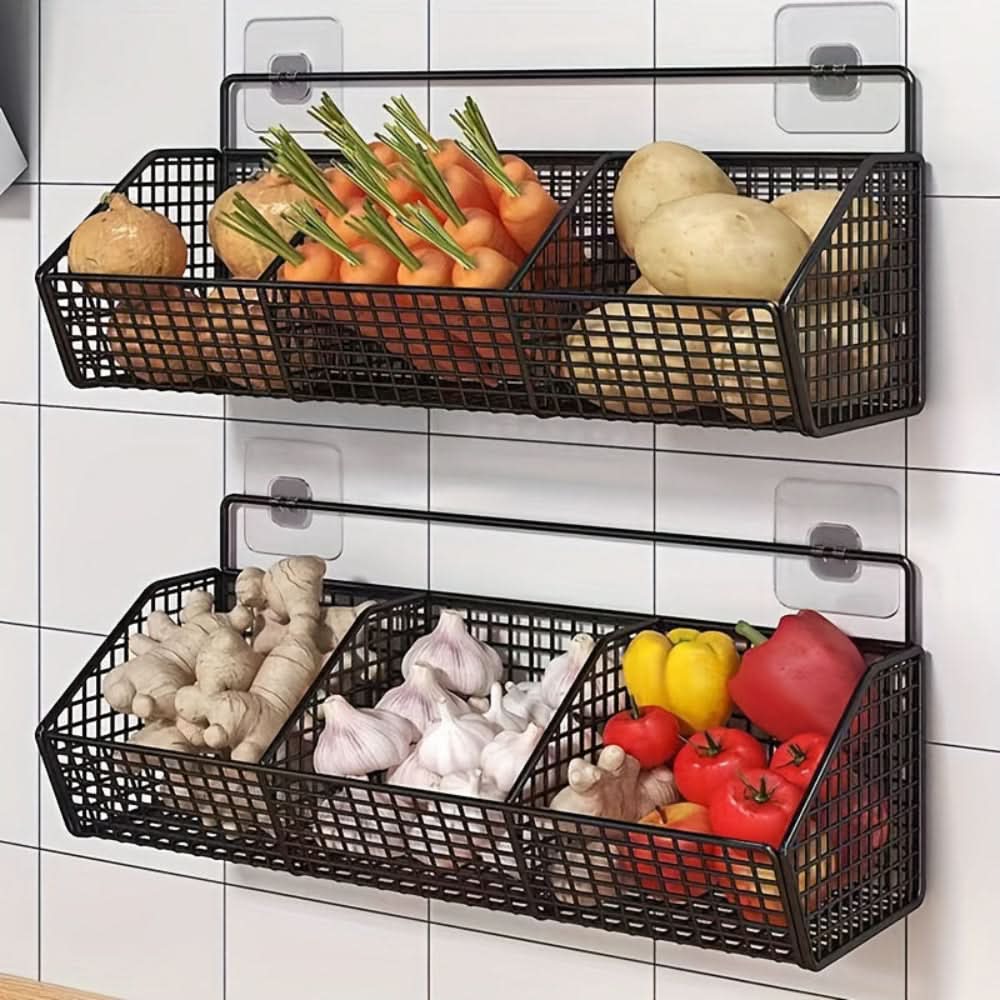 Wall-Mounted Kitchen Basket Rust-Resistant Open Wire